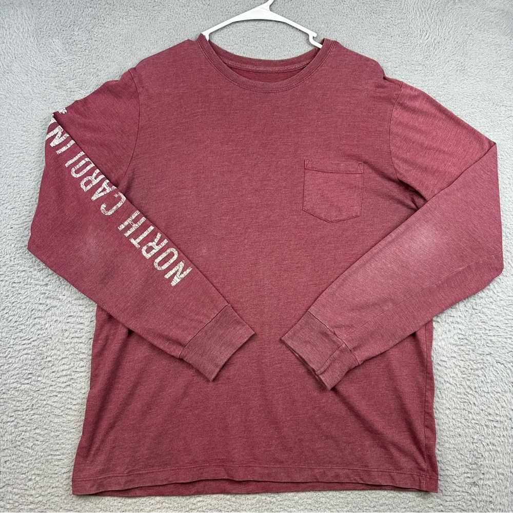 State Of Mine Shirtโ Mens Large Red North Carolina LongโSleeve Flag Logo Casual